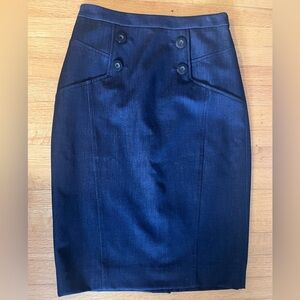 Halogen Indigo Pencil Skirt Button Detail Size 4